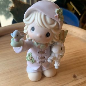 Precious Moments THE FUTURE IS IN OUR HANDS Girl Holding Bird and Lamb Figurine.